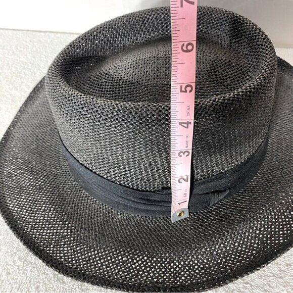Vintage Billie Ross Sandalwood Black Woven Wide Brim Sun Hat - Picture 10 of 11